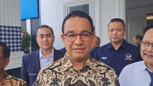 Anies Baswedan saat ditemui di Akademi Bela Negara Partai Nasdem, Jakarta Selatan, Kamis (2/5/2024).