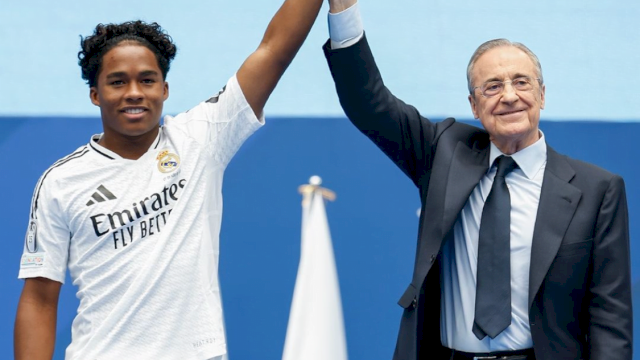 Presiden Real Madrid Florentino Peres dan Endrick Pemain baru real(F-IG)