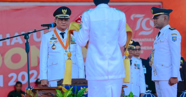 Berlangsung Khidmat, Upacara Penurunan Bendera Merah Putih Di Kab.Barru Sukses