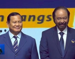 Hadiri Puncak Kongres NasDem, Prabowo: Ayo Kita Bersatu Bekerjasama