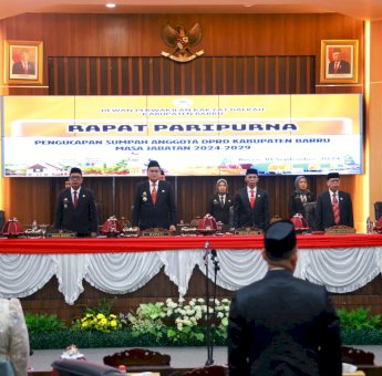 Bupati Suardi Saleh Hadiri Pelantikan Anggota DPRD Barru Periode 2024-2029