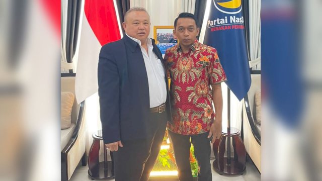 Sekjen DPP NasDem, Hermawi Taslim Bersama Sekretaris DPW NasDem Sulsel, Syaharuddin Alrif.