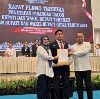 KPU Gowa Tetapkan Sitti Husniah Talenrang-Darmawangsyah Muin sebagai Bupati dan Wakil Bupati Terpilih
