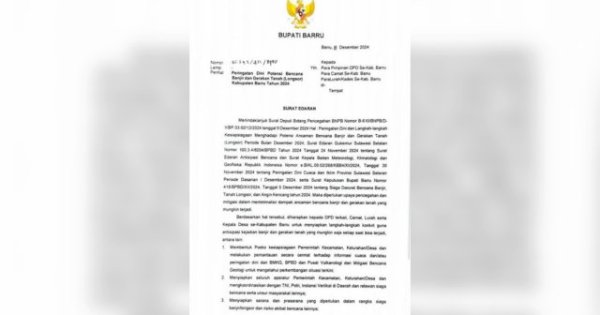 Siaga Darurat Bencana, Bupati Barru Keluarkan Surat Edaran