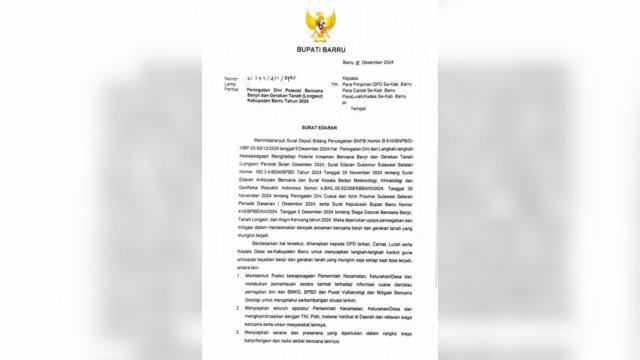 Surat Edaran Waspada Bahaya Cuaca Extrim.