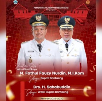 Uji Nurdin-Sahabuddin Resmi Dilantik Sebagai Bupati Bantaeng dan Wakil Bupati Bantaeng