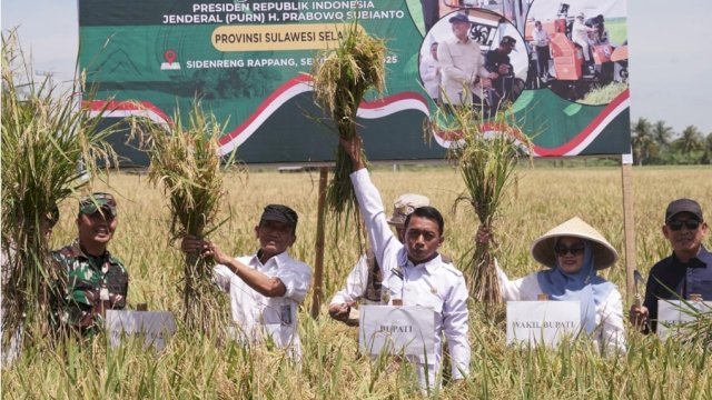 Bupati Sidrap Panen Raya Serentak Bersama Presiden Prabowo Subianto