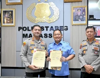 Plt Dirut PDAM Makassar Hamzah Ahmad Teken MoU dengan Polrestabes, Cegah Pencurian Air
