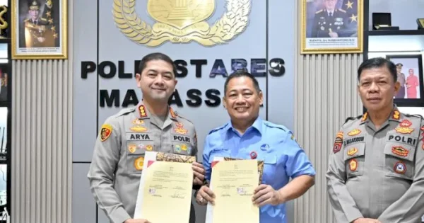 Plt Dirut PDAM Makassar Hamzah Ahmad Teken MoU dengan Polrestabes, Cegah Pencurian Air