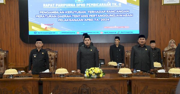 DPRD Soppeng Resmi Setujui Ranperda Pertanggungjawaban Pelaksanaan APBD TA 2024