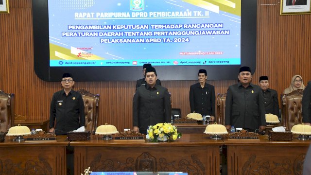 DPRD Soppeng Resmi Setujui Ranperda Pertanggungjawaban Pelaksanaan APBD TA 2024.