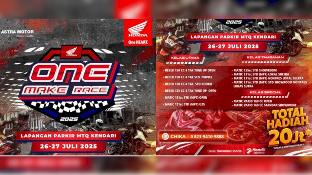 Saksikan Kejuaraan “One Make Race 2025” di Kendari, Puluhan Pembalap Siap Adu Cepat