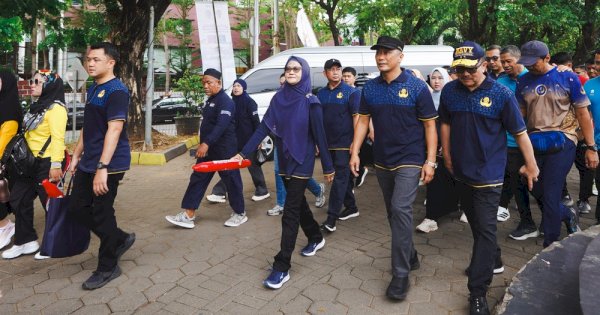 Sekda Jufri Rahman Dampingi Ketum KORPRI Nasional di Jalan Sehat HUT KORPRI dan HUT Makassar